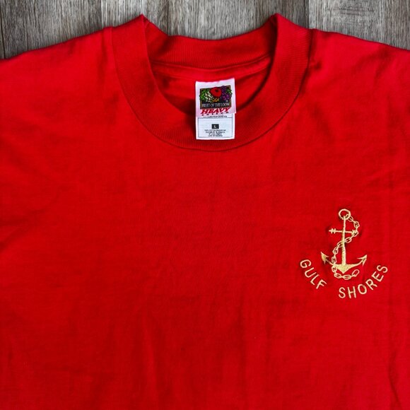 Vintage Gulf Shores Red T-Shirt - size Large single stitch - Picture 2 of 4